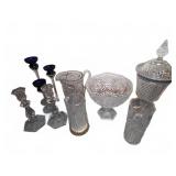 Cut Glass and Crystal Candlesticks and Pitchers