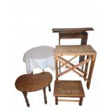 Small Wood Tables and Stools Lot