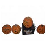 4 Halloween Light-Up Plastic Pumpkins
