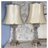 36" Cut Glass Table Lamps With Fabric Lamp