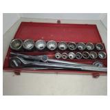 3/4" Drive Socket and Ratchet Set in Metal Case
