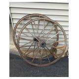 42" Dia. Wooden Wagon Wheels with Metal Bands