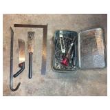 Hand Tools Lot With Metal Tin