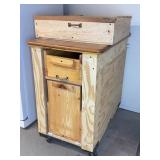 Wood Utility Cart with Drawers on Casters 36x22x36