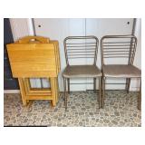 4 Wood TV Trays, 2 Folding Chairs