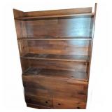 Wooden Hutch With Shelves And Pull-Out Desk