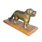 Brass Dog Nutcracker on Wooden Base