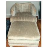 Sears Benchmade Striped Chair And Ottoman Set