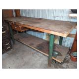 Wood and Metal Workbench with Drawer and Shelf