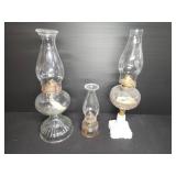 (3) Glass Kerosene Oil Lamps Including Milk Glass