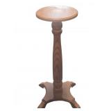 Round Wooden Plant Stand with Pedestal Base