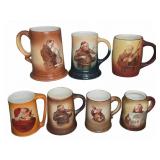(7) Monk Character Pottery Mugs & Steins