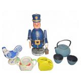 Decorative Ceramics and Blue Metal Teapot