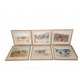 6 C.M. Russell Western Prints Framed