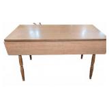 Wooden Drop Leaf Dining Table With Turned Legs