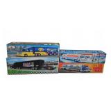 4 Toy Tanker and Car Carrier Trucks in Box