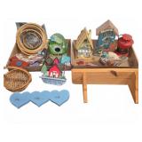 Home Decor Lot With Birdhouses, Peg Rack