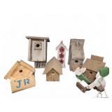 Six Wooden Birdhouses Assorted Sizes
