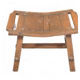 Vintage Wooden Folding Stool With Slatted Seat