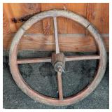 Antique Wooden Wagon Wheel Hub and Rim