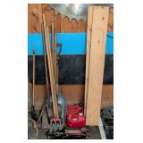 Yard Tools Gas Cans Floor Jack and Lumber Lot