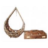 Wood Wall Basket and Divided Tool Caddy Crate