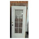 Two Antique Wood Doors With Glass Panels