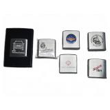 6 Zippo Lighters, Branded and Commemorative