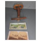 Wood & Metal Stereoscope with 2 Stereoview Cards
