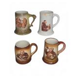 4 Monk Motif Beer Steins