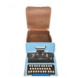 Seident Blue Manual Typewriter With Case