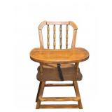 Wooden High Chair 19"ï¿½21"ï¿½39" With Tray