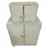 Vintage Wooden Industrial Storage Cabinets Set