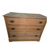 Wooden Chest with Three Drawers and Brass Handles