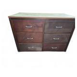 Wooden Six Drawer Chest With Metal Handles