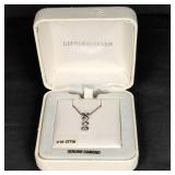 Sterling Silver Diamond Pendant Necklace 1/10