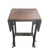 Industrial Wood Drop Leaf Rolling Table