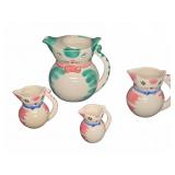 4 Ceramic Cat Shaped Pitchers Marked Japan