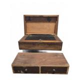 Wooden Box and Two-Drawer Cabinet Lot