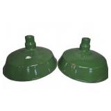 Pair Green Enamel Industrial Lamp Shades