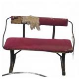 Upholstered Metal Frame Red Bench With Damage