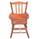 Vintage Wooden High Chair with Tray
