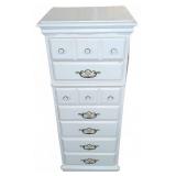 White Painted -7 Drawer Chest With Floral Hardware