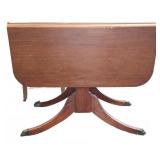 Mahogany Drop-Leaf Table With Brass Paw Feet