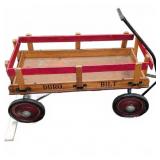Vintage Duro Bilt Wooden Pull Wagon w/ Red Accents