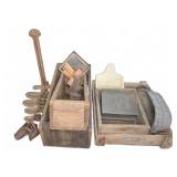 Cast Iron Shoe Forms & Wooden Boxes