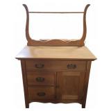 Wooden Dresser With Mirror and Brass Handles