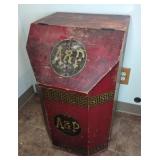 Wooden A&P Bulk Tea Storage Box with Hinged Lid