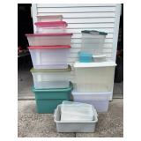 Plastic Storage Totes and Lids Lot