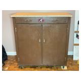 Wood Utility Cabinet on Casters 38x21x39 Inches